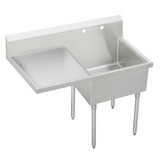 Elkay Sturdibilt Stainless Steel 49-1/2" x 27-1/2" x 14" Floor Mount, Single Compartment Scullery Sink w/ Drainboard - SS8124LOF2