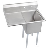 Elkay Dependabilt Stainless Steel 36-1/2" x 25-13/16" x 43-3/4" 18 Gauge One Compartment Sink w/ 18" Left Drainboard and Stainless Steel Legs - E1C16X20-L-18X