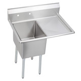 Elkay Dependabilt Stainless Steel 36-1/2" x 25-13/16" x 43-3/4" 18 Gauge One Compartment Sink w/ 18" Right Drainboard and Stainless Steel Legs - E1C16X20-R-18X