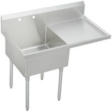 Elkay Weldbilt Stainless Steel 49-1/2" x 27-1/2" x 14" Floor Mount, Single Compartment Scullery Sink with Drainboard - WNSF8124R2