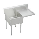 Elkay Weldbilt Stainless Steel 49-1/2" x 27-1/2" x 14" Floor Mount, Single Compartment Scullery Sink with Drainboard - WNSF8124ROF1