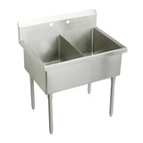 Elkay Sturdibilt Stainless Steel 57" x 27-1/2" x 14" Floor Mount, Double Compartment Scullery Sink - SS82542