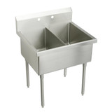Elkay Weldbilt Stainless Steel 39" x 27-1/2" x 14" Floor Mount, Double Compartment Scullery Sink - WNSF82362