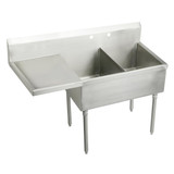 Elkay Sturdibilt Stainless Steel 55-1/2" x 27-1/2" x 14" Floor Mount, Double Compartment Scullery Sink w/ Drainboard - SS8230L2
