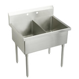 Elkay Sturdibilt Stainless Steel 63" x 27-1/2" x 14" Floor Mount, Double Compartment Scullery Sink - SS82604