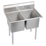 Elkay Dependabilt Stainless Steel 39" x 25-13/16" x 43-3/4" 18 Gauge Two Compartment Sink with Stainless Steel Legs - E2C16X20-0X