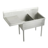 Elkay Sturdibilt Stainless Steel 61-1/2" x 27-1/2" x 14" Floor Mount, Double Compartment Scullery Sink w/ Drainboard - SS8236L2