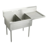 Elkay Sturdibilt Stainless Steel 61-1/2" x 27-1/2" x 14" Floor Mount, Double Compartment Scullery Sink w/ Drainboard - SS8236R2