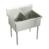 Elkay Weldbilt Stainless Steel 51" x 27-1/2" x 14" Floor Mount, Double Compartment Scullery Sink - WNSF82482