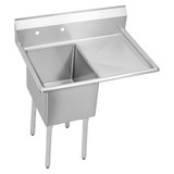 Elkay Dependabilt Stainless Steel 38-1/2" x 23-13/16" x 43-3/4" 18 Gauge One Compartment Sink w/ 18" Right Drainboard and Stainless Steel Legs - SE1C18X18-R-18X