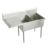 Elkay Sturdibilt Stainless Steel 73-1/2" x 27-1/2" x 14" Floor Mount, Double Compartment Scullery Sink w/ Drainboard - SS8248L2