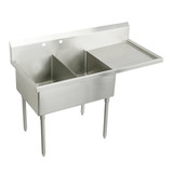 Elkay Sturdibilt Stainless Steel 73-1/2" x 27-1/2" x 14" Floor Mount, Double Compartment Scullery Sink w/ Drainboard - SS8248R2