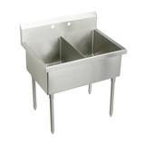 ELKAY  WNSF82542 Weldbilt Stainless Steel 57" x 27-1/2" x 14" Floor Mount, Double Compartment Scullery Sink