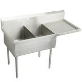 ELKAY  WNSF8230R2 Weldbilt Stainless Steel 55-1/2" x 27-1/2" x 14" Floor Mount, Double Compartment Scullery Sink with Drainboard