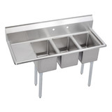 ELKAY  3C10X14-L-12X Dependabilt Stainless Steel 48-1/2" x 19-13/16" x 43-3/4" 16 Gauge Three Compartment Sink w/ 12" Left Drainboard and Stainless Steel Legs