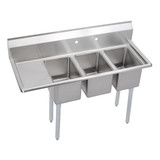 Elkay Dependabilt Stainless Steel 48-1/2" x 19-13/16" x 43-3/4" 16 Gauge Three Compartment Sink w/ 12" Left Drainboard and Stainless Steel Legs - 3C10X14-L-12X