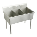 Elkay Sturdibilt Stainless Steel 63" x 27-1/2" x 14" Floor Mount, Triple Compartment Scullery Sink - SS83604