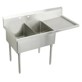 Elkay Sturdibilt Stainless Steel 79-1/2" x 27-1/2" x 14" Floor Mount, Double Compartment Scullery Sink w/ Drainboard - SS8254R2
