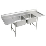 Elkay Rigidbilt Stainless Steel 89-1/4" x 29-3/4" x 12-3/4" Floor Mount, Double Compartment Scullery Sink Drainboard - RNSF8248LR2