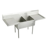 Elkay Sturdibilt Stainless Steel 78" 27-1/2" x 14" Floor Mount, Double Compartment Scullery Sink with Drainboard - SS8230LR2