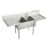 ELKAY  SS8230LR4 Sturdibilt Stainless Steel 78" 27-1/2" x 14" Floor Mount, Double Compartment Scullery Sink with Drainboard