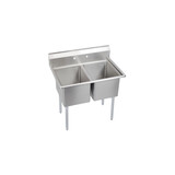 Elkay Dependabilt Stainless Steel 55" x 29-13/16" x 43-3/4" 18 Gauge Two Compartment Sink with Stainless Steel Legs - E2C24X24-0X
