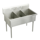 Elkay Weldbilt Stainless Steel 48" x 27-1/2" x 14" Floor Mount, Triple Compartment Scullery Sink - WNSF83452