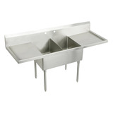 ELKAY  SS8248LR2 Sturdibilt Stainless Steel 96" x 27-1/2" x 14" Floor Mount, Double Compartment Scullery Sink with Drainboard