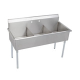 Elkay Dependabilt Stainless Steel 57" x 24-1/2" x 42" 18 Gauge Three Compartment Budget Sink with Stainless Steel Legs - B3C18X21X