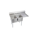 ELKAY  2C18X18-R-24X Stainless Steel 64-1/2" x 23-13/16" x 44-3/4" 16 Gauge Two Compartment Sink w/ 24" Right Drainboard and Stainless Steel Legs