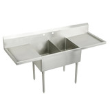 ELKAY  SS8254LR2 Sturdibilt Stainless Steel 102" x 27-1/2" x 14" Floor Mount, Double Compartment Scullery Sink with Drainboard