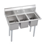 Elkay Dependabilt Stainless Steel 39" x 19-13/16" x 43-3/4" 16 Gauge Three Compartment Sink with Stainless Steel Legs - 3C10X14-0X