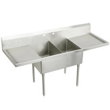 Elkay Sturdibilt Stainless Steel 108" x 27-1/2" x 14" Floor Mount, Double Compartment Scullery Sink with Drainboard - SS8260LR2