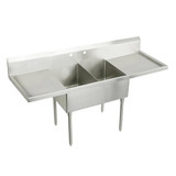 ELKAY  SS8260LR4 Sturdibilt Stainless Steel 108" x 27-1/2" x 14" Floor Mount, Double Compartment Scullery Sink with Drainboard
