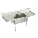 Elkay Sturdibilt Stainless Steel 108" x 27-1/2" x 14" Floor Mount, Double Compartment Scullery Sink with Drainboard - SS8260LR4