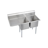 Elkay Dependabilt Stainless Steel 58-1/2" x 29-13/16" x 43-3/4" 16 Gauge Two Compartment Sink w/ 18" Left Drainboard and Stainless Steel Legs - 14-2C18X24-L-18X