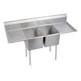 ELKAY  2C18X24-2-18X Dependabilt Stainless Steel 74" x 29-13/16" x 44-3/4" 16 Gauge Two Compartment Sink w/ 18" Left and Right Drainboards and Stainless Steel Legs