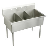 Elkay Weldbilt Stainless Steel 75" x 27-1/2" x 14" Floor Mount, Triple Compartment Scullery Sink - WNSF83722