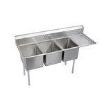 ELKAY  14-3C16X20-R-18X Dependabilt Stainless Steel 72-1/2" x 25-13/16" x 43-3/4" 16 Gauge Three Compartment Sink w/ 18" Right Drainboard and Stainless Steel Legs