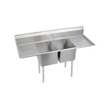 Elkay Dependabilt Stainless Steel 74" x 29-13/16" x 43-3/4" 16 Gauge Two Compartment Sink w/ 18" Left and Right Drainboards and Stainless Steel Legs - 14-2C18X24-2-18X