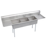 ELKAY  SE3C18X18-2-18X Dependabilt Stainless Steel 90" x 23-13/16" x 43-3/4" 18 Gauge Three Compartment Sink w/ 18" Left and Right Drainboards and Stainless Steel Legs