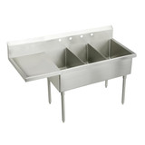 ELKAY  WNSF8372L2 Weldbilt Stainless Steel 97-1/2" x 27-1/2" x 14" Floor Mount, Triple Compartment Scullery Sink