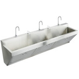 Elkay Stainless Steel 90" x 23" x 26", Wall Hung Triple Station Surgeon Scrub Sink Kit - EWSF39026SACC