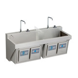 Elkay Stainless Steel 60" x 23" x 26", Wall Hung Double Station Surgeon Scrub Sink Kit - EWSF26026KWSC
