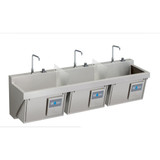 Elkay Stainless Steel 90" x 23" x 26", Wall Hung Triple Station Surgeon Scrub Sink Kit - EWSF39026KWC