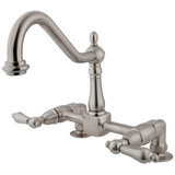 Kingston Brass Two Handle Widespread Bridge Deck Mount Kitchen Faucet - Brushed Nickel - KS1148AL