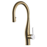 HamatUSA  IMPD-1000 GMW Dual Function Hidden Pull Down Kitchen Faucet in Matte Gold and Matte White
