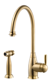 HamatUSA  EXSH-4000 BB Traditional Brass Single Lever Faucet with Side Spray in Brushed Brass