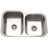 HamatUSA Undermount Stainless Steel 60/40 Double Bowl Kitchen Sink, Small bowl Right - 31 1/2 x 20 3/16 inches - VIT-3221DR-1
