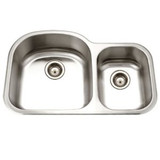 HamatUSA Undermount Stainless Steel 70/30 Double Bowl Kitchen Sink, Small Bowl Right - 32 1/2 x 20 11/16 inches - DES-3322DR-1